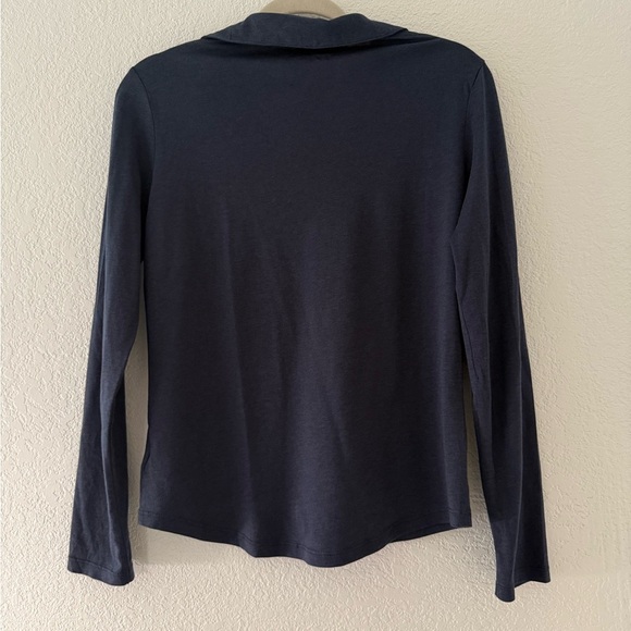 Joie Women's Basic Polo Navy Long Sleeve Top Split V-neck Size Small - Picture 7 of 8